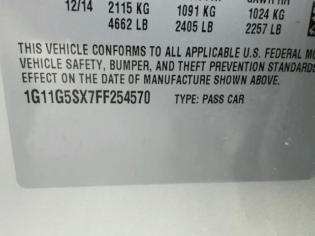 1G11G5SX7FF254570 - 2015 CHEVROLET MALIBU LTZ 银色 照片 10