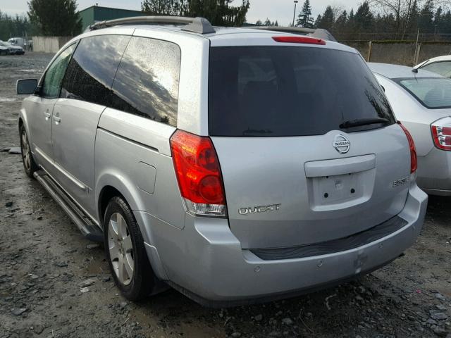 5N1BV28U84N306705 - 2004 NISSAN QUEST S SILVER photo 3