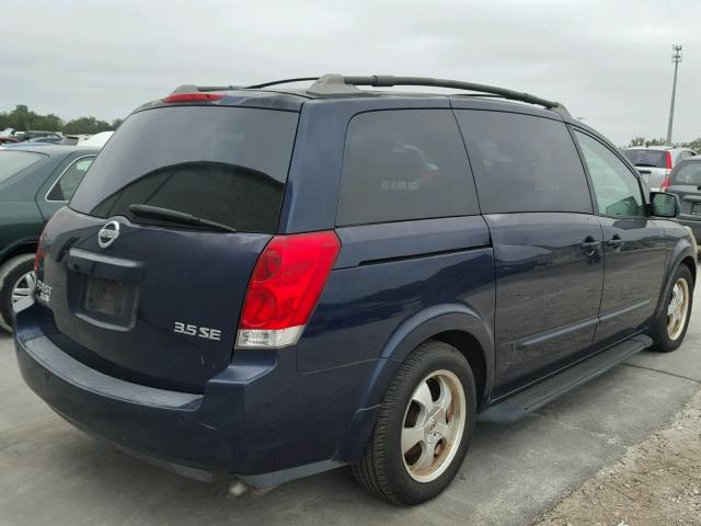 5N1BV28U16N121317 - 2006 NISSAN QUEST S BLUE photo 4