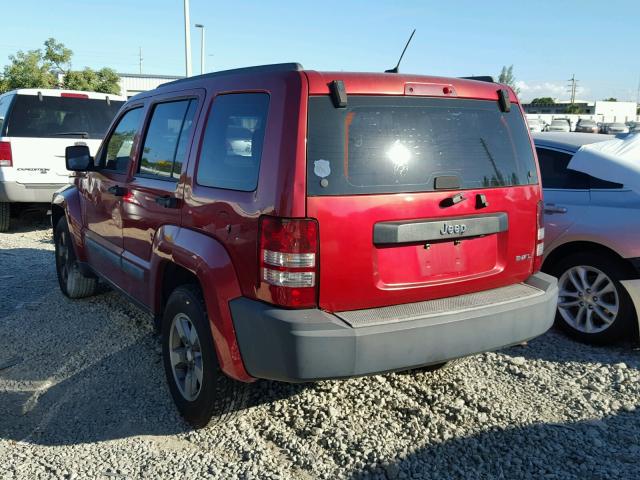 1J8GP28KX8W274268 - 2008 JEEP LIBERTY SP RED photo 3