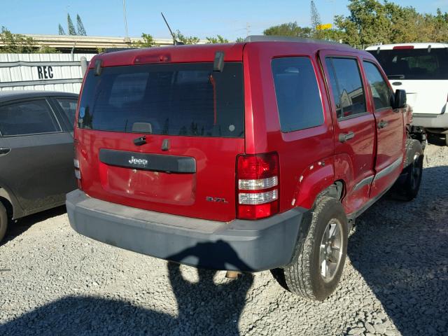 1J8GP28KX8W274268 - 2008 JEEP LIBERTY SP RED photo 4