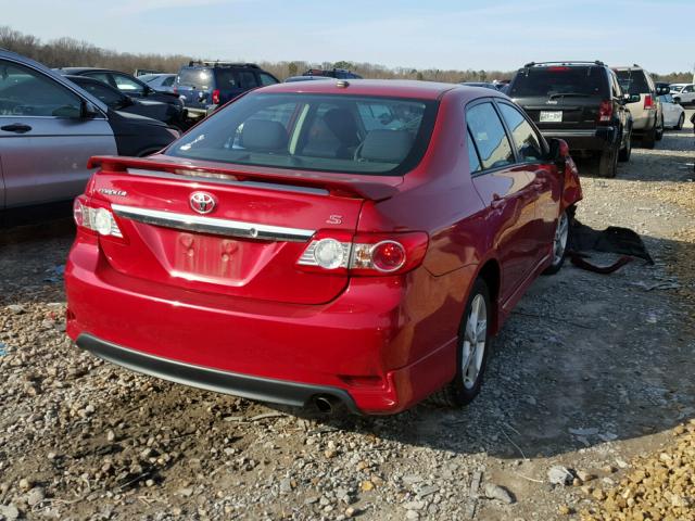 2T1BU4EE4BC596912 - 2011 TOYOTA COROLLA BA RED photo 4