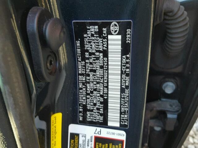 4T1BF1FK9GU212450 - 2016 TOYOTA CAMRY LE BLUE photo 10