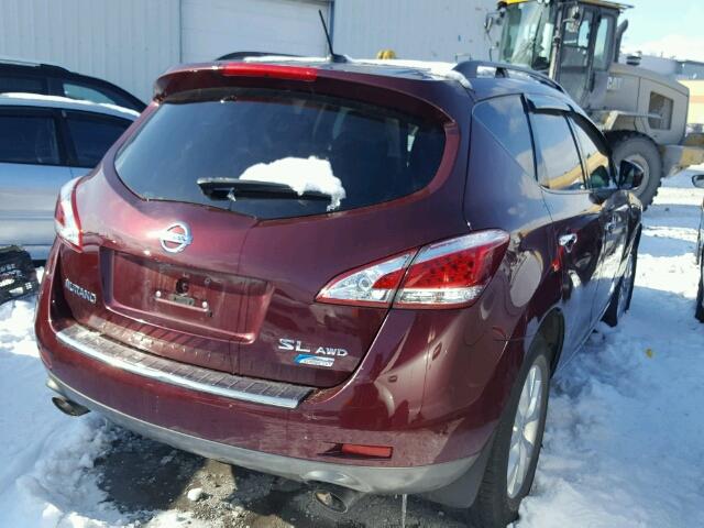 JN8AZ1MW8BW182825 - 2011 NISSAN MURANO S MAROON photo 4