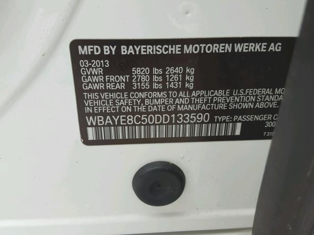 WBAYE8C50DD133590 - 2013 BMW 750LI WHITE photo 10