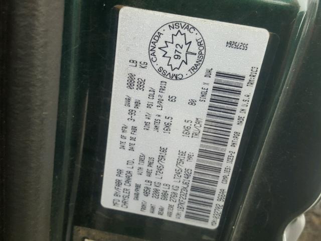 1B7KF23Z3XJ614025 - 1999 DODGE RAM 2500 GREEN photo 10