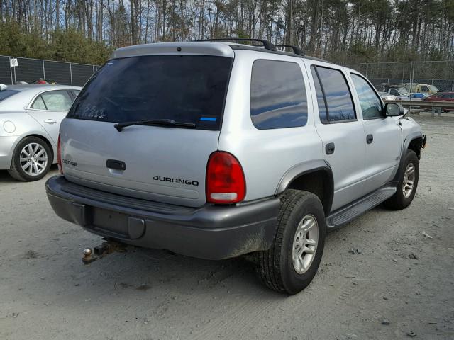 1B4HS38N12F159198 - 2002 DODGE DURANGO SP SILVER photo 4