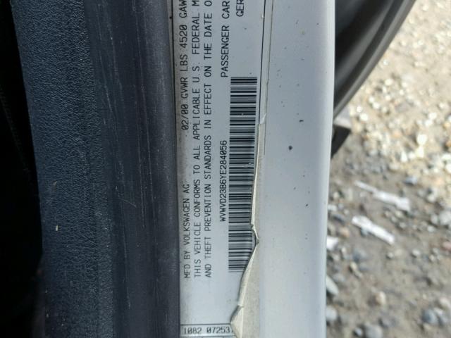 WVWVD23B6YE284056 - 2000 VOLKSWAGEN PASSAT GLX SILVER photo 10