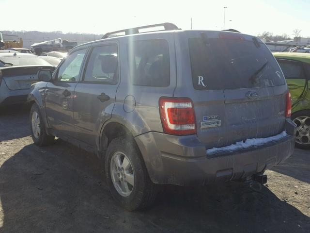 1FMCU93168KA74092 - 2008 FORD ESCAPE XLT GRAY photo 3