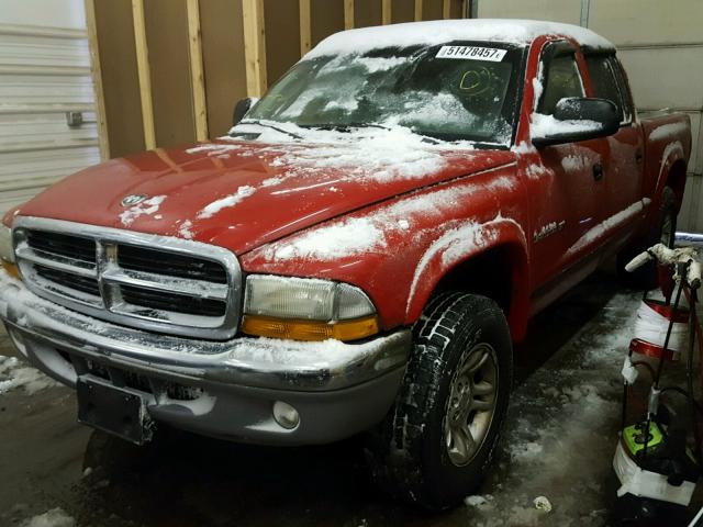 1B7HG48N72S551670 - 2002 DODGE DAKOTA QUA RED photo 2