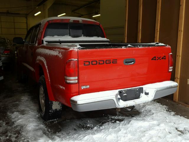 1B7HG48N72S551670 - 2002 DODGE DAKOTA QUA RED photo 3