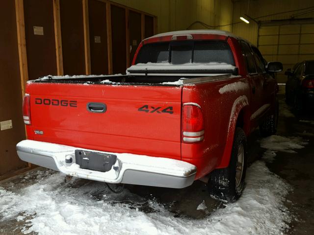 1B7HG48N72S551670 - 2002 DODGE DAKOTA QUA RED photo 4