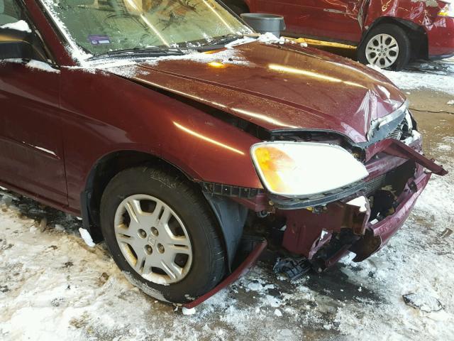 2HGES16582H609684 - 2002 HONDA CIVIC LX MAROON photo 9