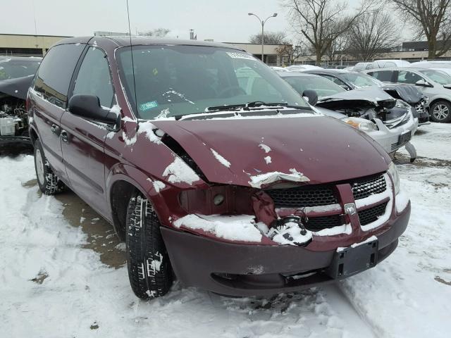 1B4GP253X2B621226 - 2002 DODGE CARAVAN SE MAROON photo 1