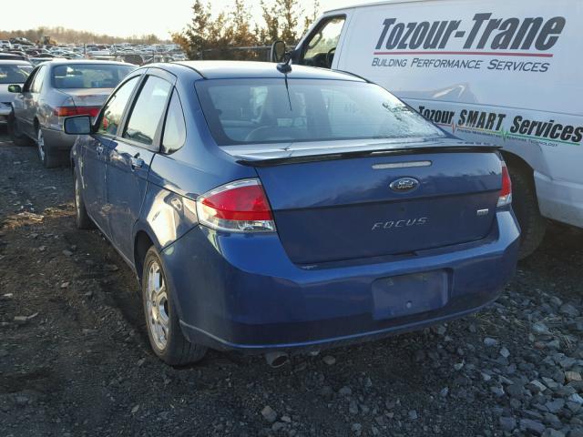 1FAHP35N28W278448 - 2008 FORD FOCUS SE BLUE photo 3