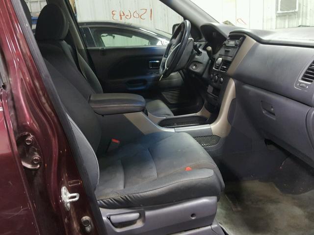 5FNYF28107B042349 - 2007 HONDA PILOT LX BURGUNDY photo 5