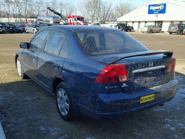 1HGES26722L016218 - 2002 HONDA CIVIC EX BLUE photo 3