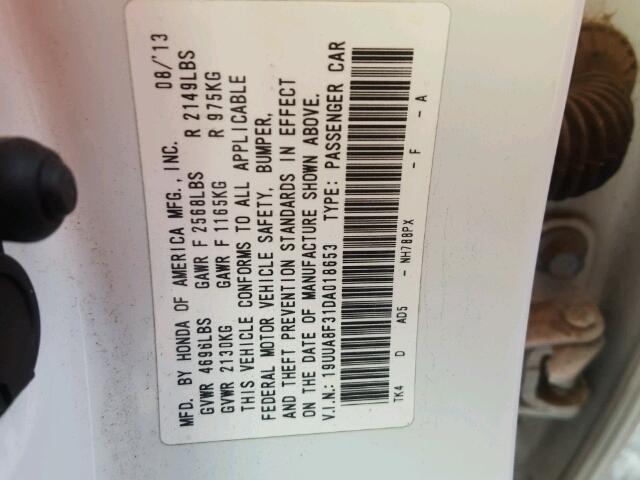 19UUA8F31DA018653 - 2013 ACURA TL SE GRAY photo 10