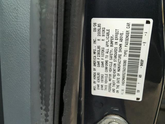 1HGCM66527A015080 - 2007 HONDA ACCORD EX BLUE photo 10