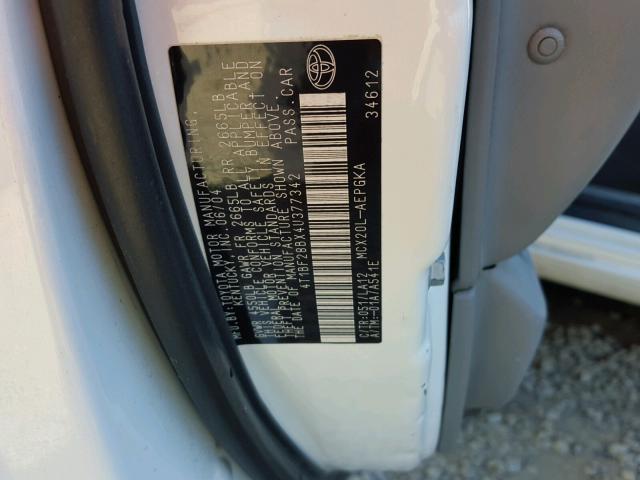 4T1BF28BX4U377342 - 2004 TOYOTA AVALON XL WHITE photo 10