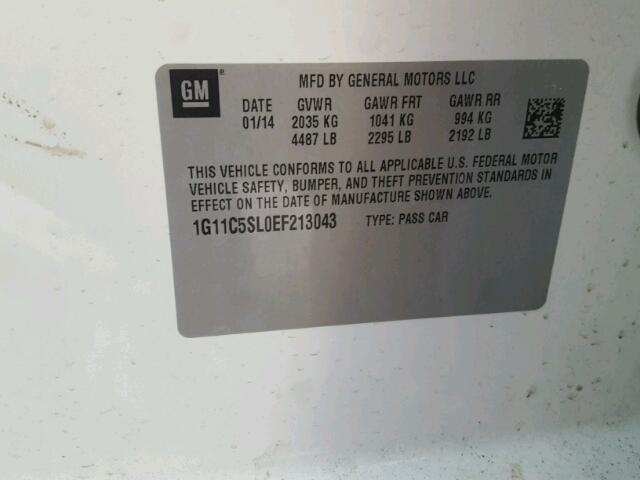 1G11C5SL0EF213043 - 2014 CHEVROLET MALIBU 1LT 白色 照片 10