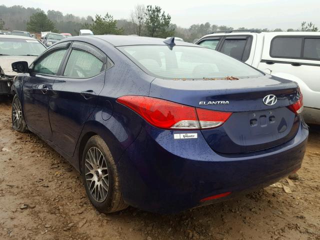 5NPDH4AE0CH077924 - 2012 HYUNDAI ELANTRA GL BLUE photo 3