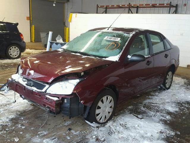 1FAFP34N27W222615 - 2007 FORD FOCUS ZX4 RED photo 2