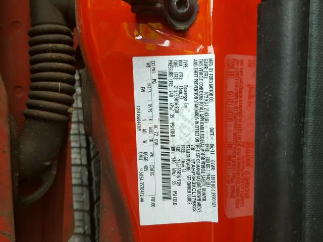 1FAHP3K2XCL176822 - 2012 FORD FOCUS SE RED photo 10