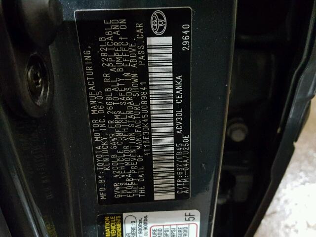 4T1BE30K45U089841 - 2005 TOYOTA CAMRY LE GREEN photo 10