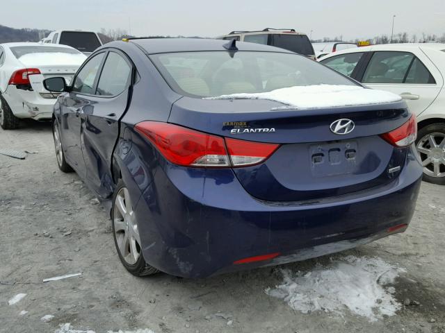 5NPDH4AE1DH153698 - 2013 HYUNDAI ELANTRA GL BLUE photo 3