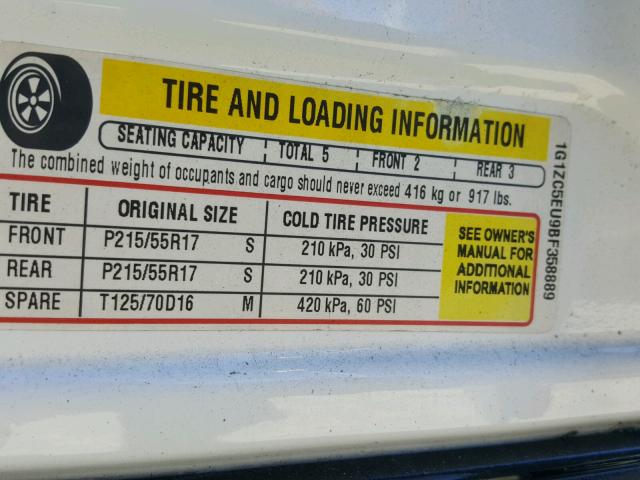 1G1ZC5EU9BF358889 - 2011 CHEVROLET MALIBU 1LT 白色 照片 10