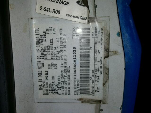 2FTEF14N6NCA11035 - 1992 FORD F150 BLUE photo 10