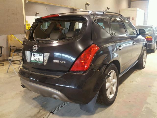 JN8AZ08W15W441471 - 2005 NISSAN MURANO SL BLACK photo 4