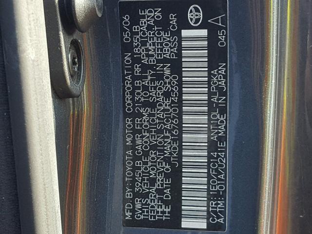 JTKDE167670145690 - 2007 TOYOTA SCION TC 石墨色 照片 10