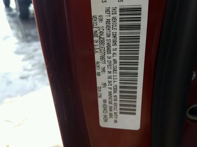 1C4NJDBB1ED770877 - 2014 JEEP COMPASS SP BURGUNDY photo 10