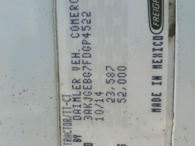 3AKJGEBG7FDGP4522 - 2015 FREIGHTLINER CASCADIA 1 WHITE photo 10