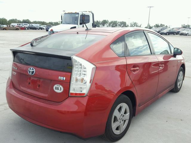 JTDKN3DU3B1366444 - 2011 TOYOTA PRIUS RED photo 4