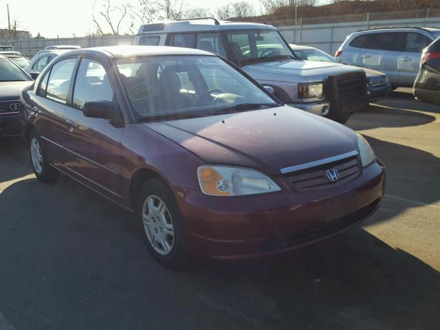 2HGES16552H532739 - 2002 HONDA CIVIC LX BURGUNDY photo 1