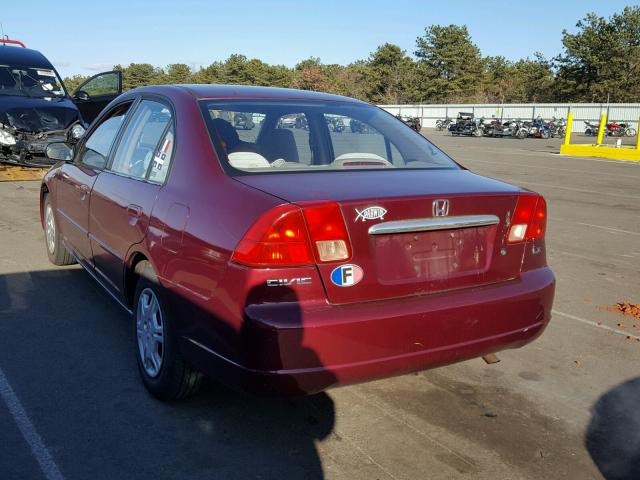 2HGES16552H532739 - 2002 HONDA CIVIC LX BURGUNDY photo 3