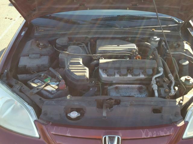 2HGES16552H532739 - 2002 HONDA CIVIC LX BURGUNDY photo 7