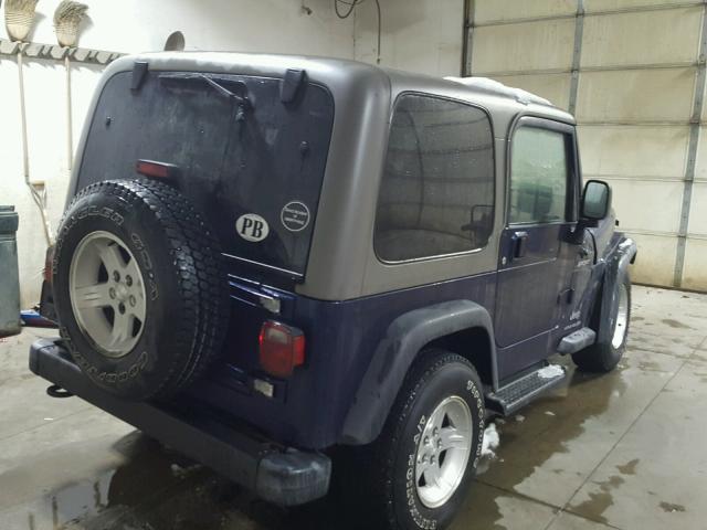 1J4FA49SX4P738706 - 2004 JEEP WRANGLER / BLUE photo 4