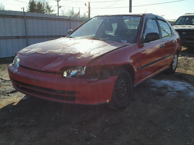 1HGEG8657PL023272 - 1993 HONDA CIVIC LX RED photo 2