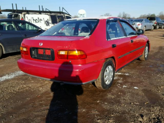 1HGEG8657PL023272 - 1993 HONDA CIVIC LX RED photo 4