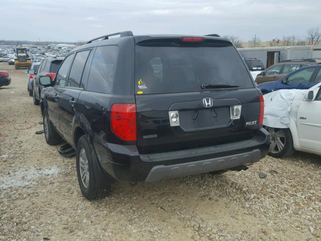 2HKYF18625H558300 - 2005 HONDA PILOT EXL BLACK photo 3