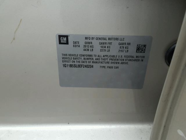 1G11B5SL8EF240204 - 2014 CHEVROLET MALIBU LS ოქროსფერი ფოტო 10