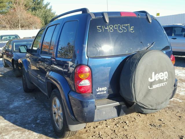 1J4GL58K73W518000 - 2003 JEEP LIBERTY LI BLUE photo 3