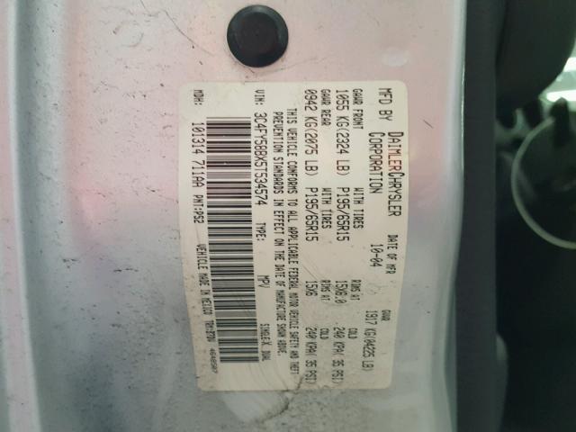 3C4FY58BX5T534574 - 2005 CHRYSLER PT CRUISER SILVER photo 10