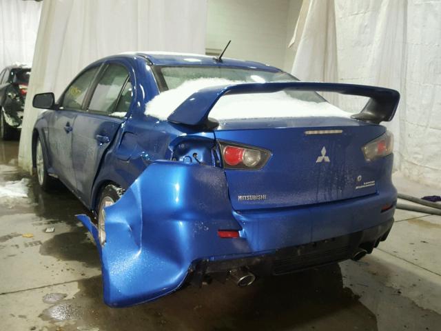 JA32W8FV9BU033677 - 2011 MITSUBISHI LANCER EVO BLUE photo 3