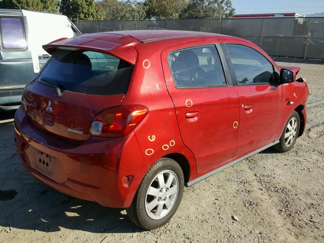 ML32A4HJ2EH004041 - 2014 MITSUBISHI MIRAGE ES RED photo 4