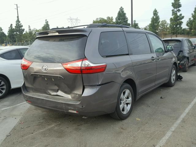 5TDKK3DC2FS617527 - 2015 TOYOTA SIENNA LE GRAY photo 4